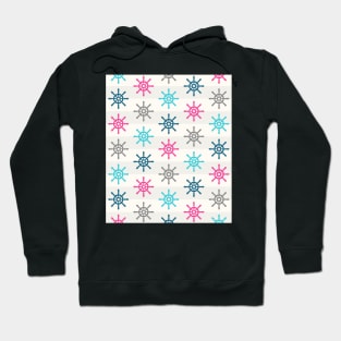 Nautical Wheel Pattern Pink Blue Grey Hoodie